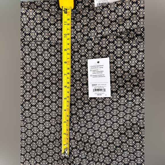 NWT Croft & Barrow The Effortless Stretch Pant 12 Black Geo Pull On Mid Rise - Picture 9 of 10